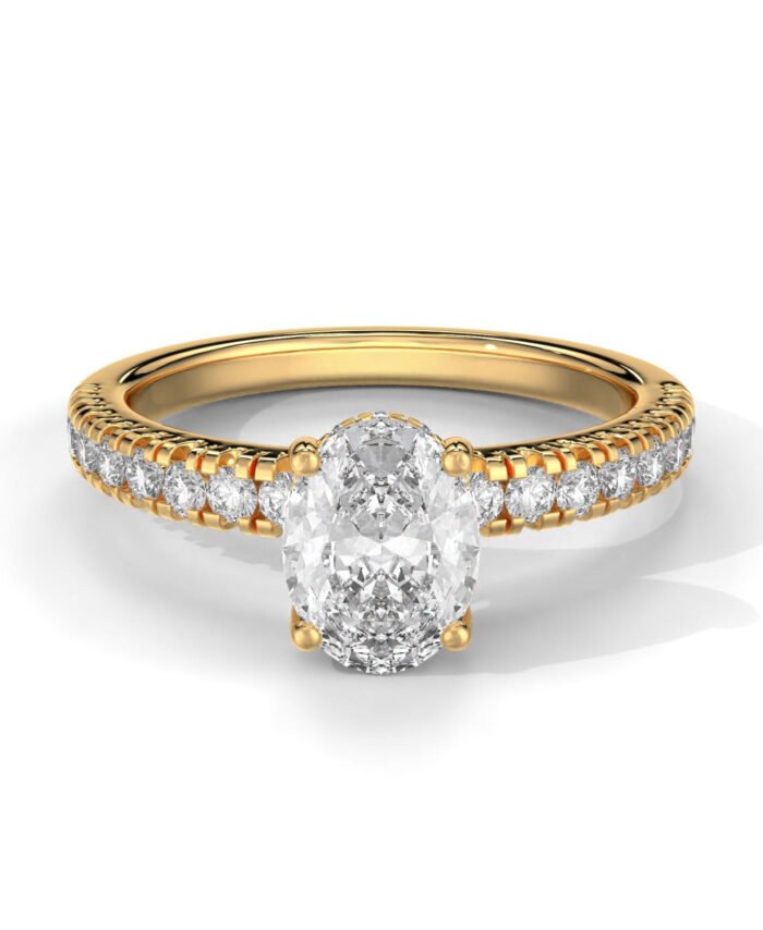 Oval Cut Hidden Halo Engagement Ring