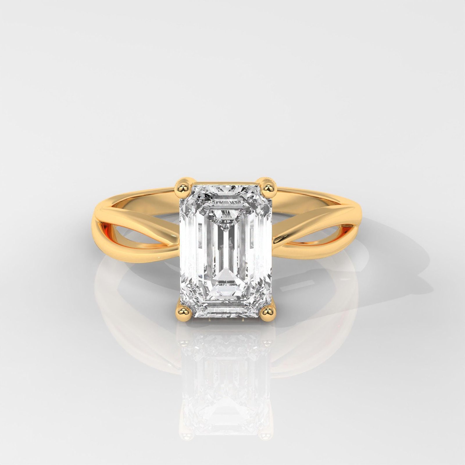 Emerald Cut Engagement Ring with Split Shank