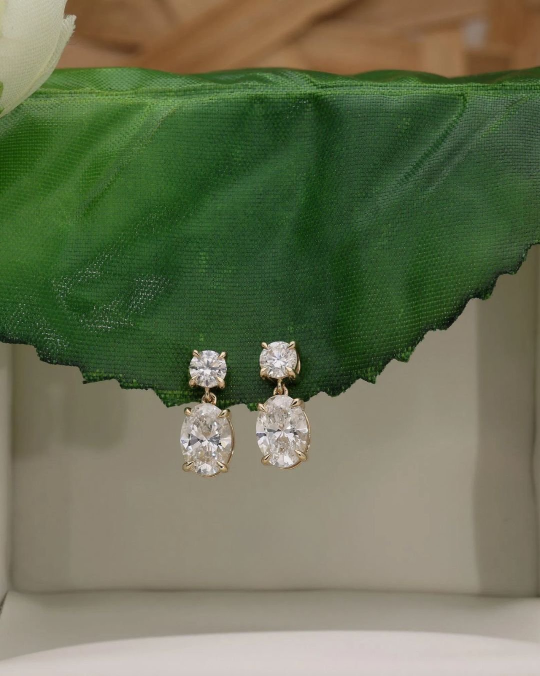 Oval & Round Dangle Stud Earrings