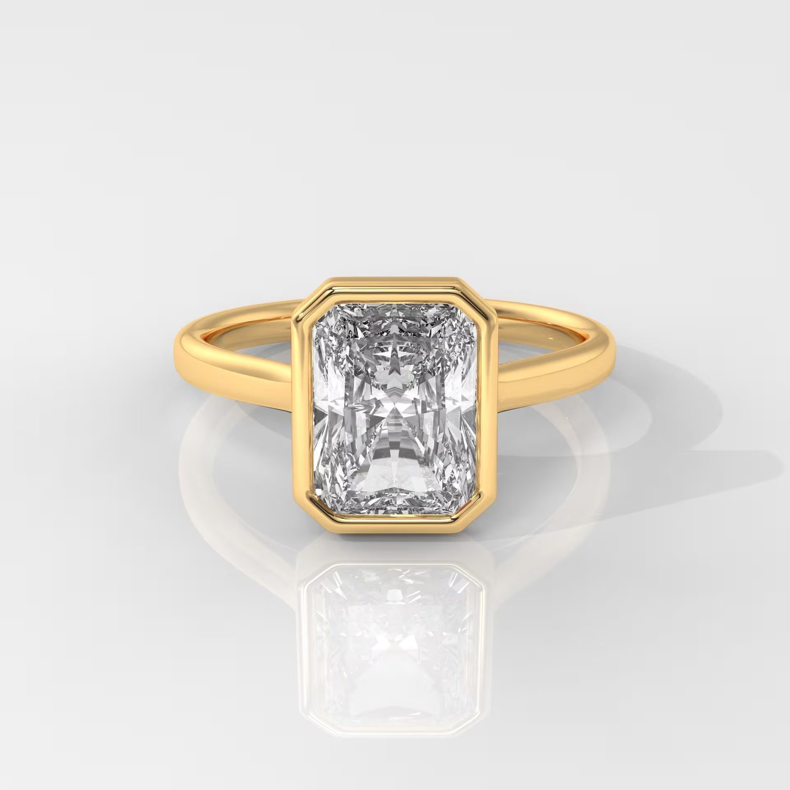 Radiant Cut Bezel Solitaire Engagement Ring