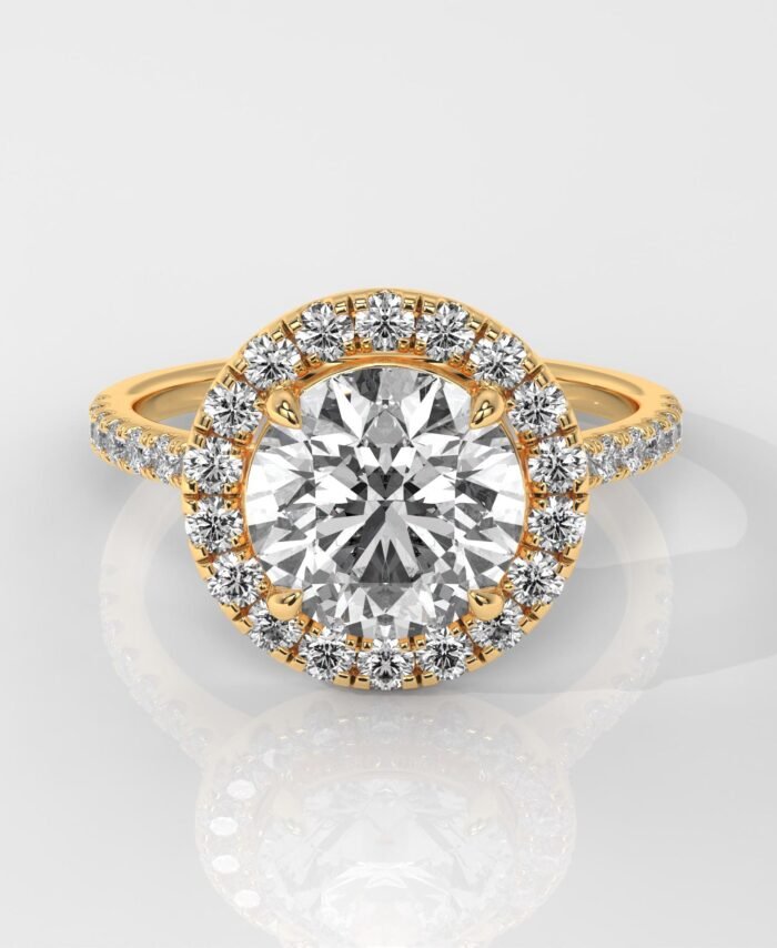 Round Halo IGI Certified Engagement Ring