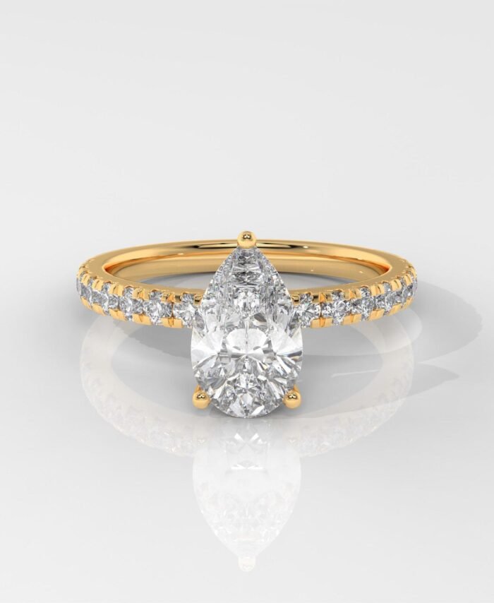 Pear Cut Hidden Halo Engagement Ring