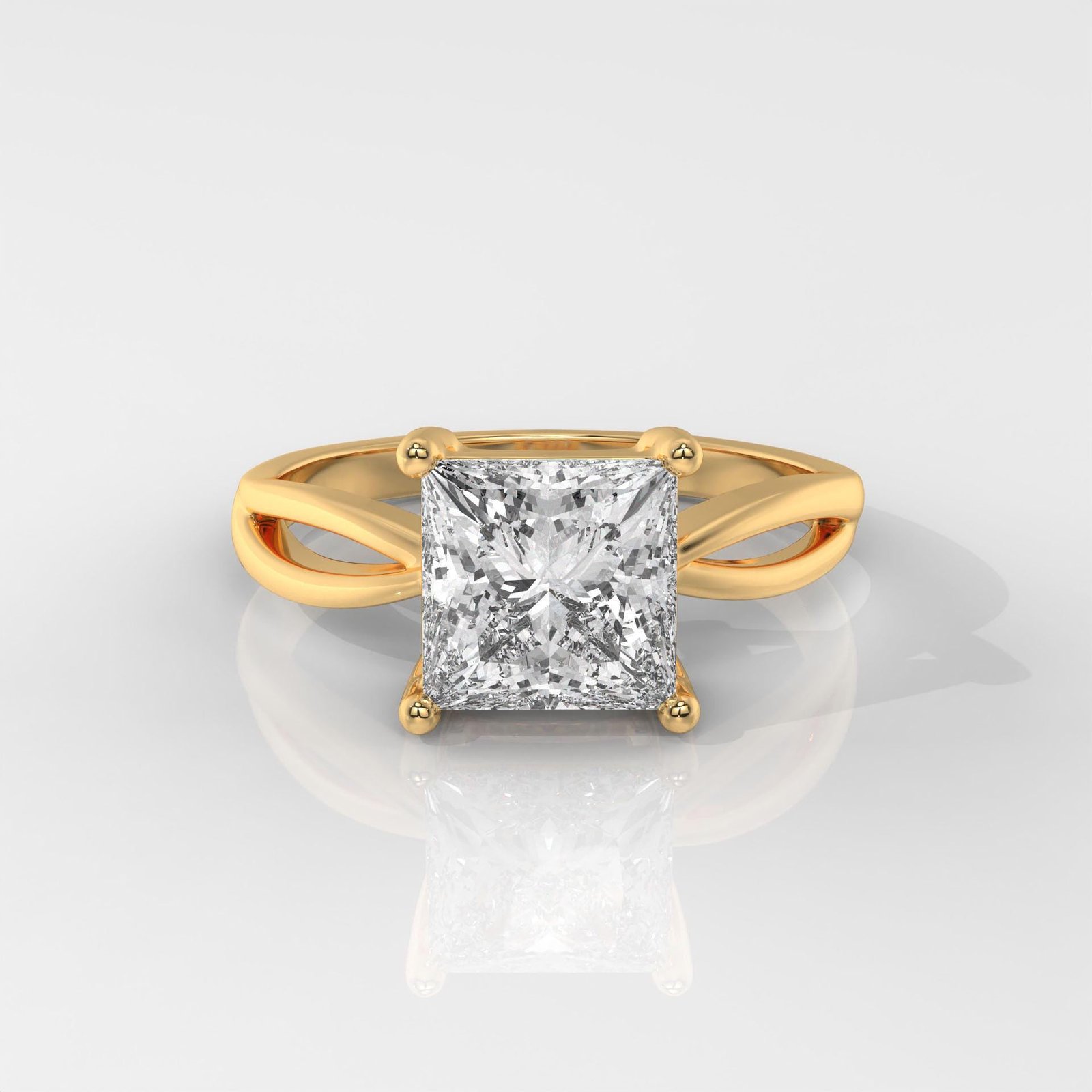 Princess Cut Engagement Ring with Infinity Band