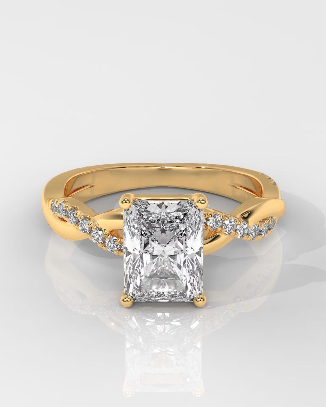 Radiant Cut Diamond Ring With Twisted Band