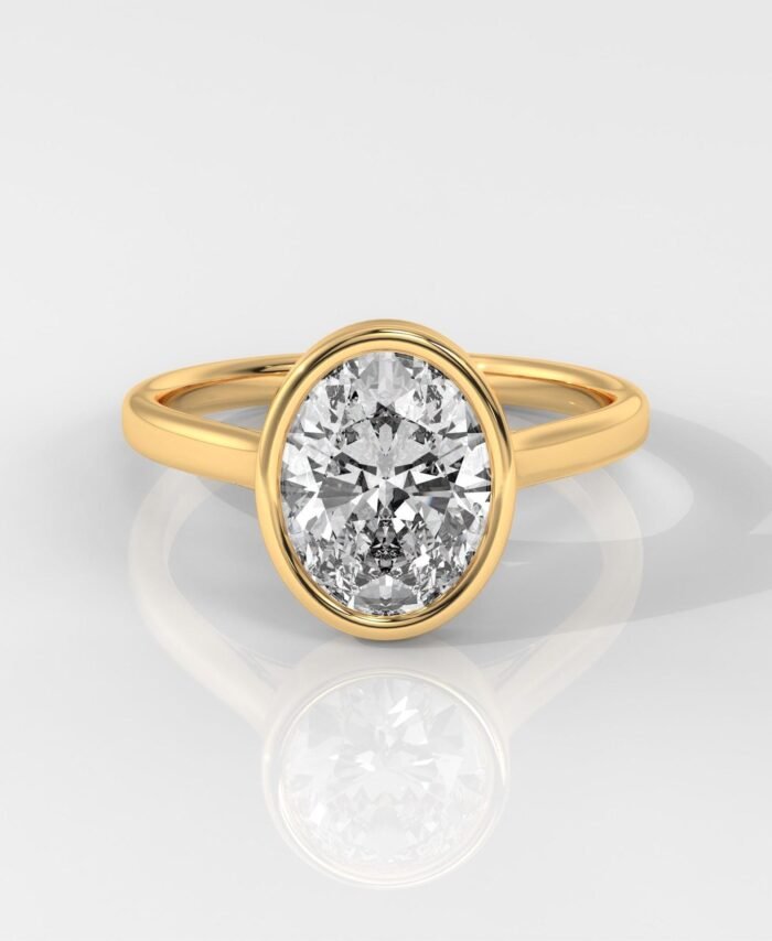 Oval Cut Bezel Set Diamond Engagement Ring