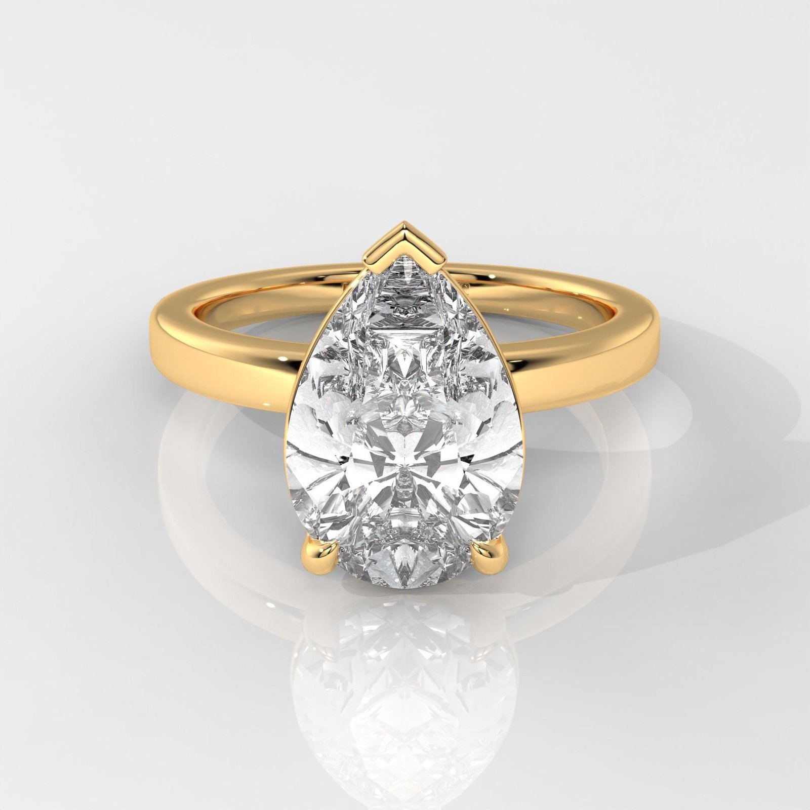 Pear-Shaped Diamond Solitaire Engagement Ring