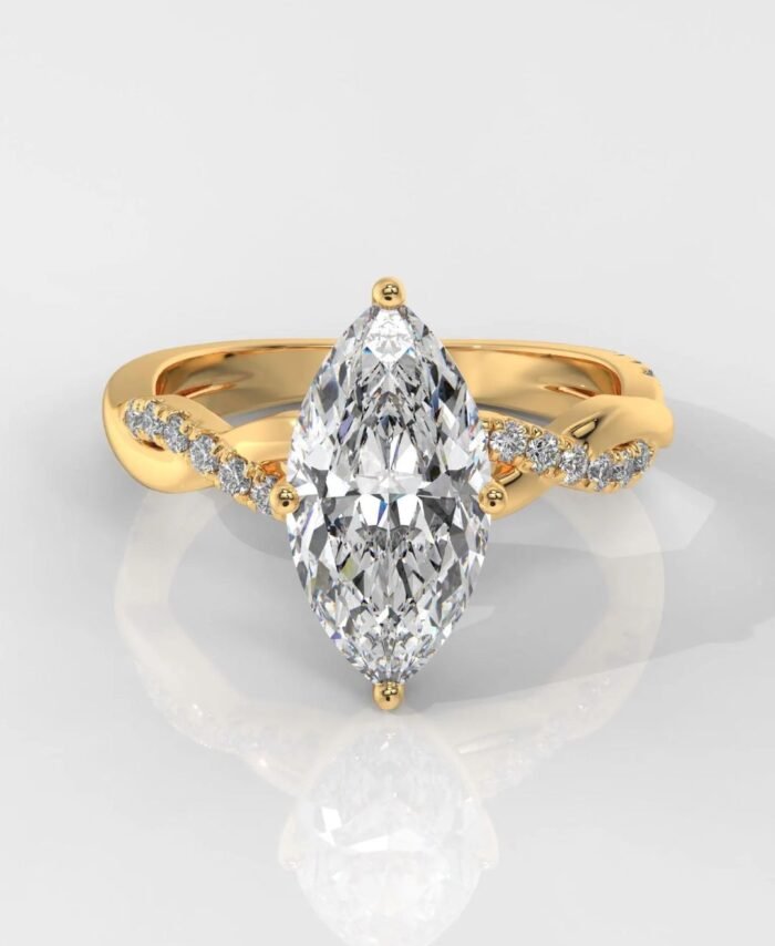 Marquise Diamond Engagement Ring With Twisted Band