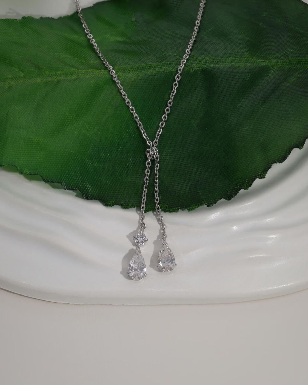 Pear Cut Lariat Necklace