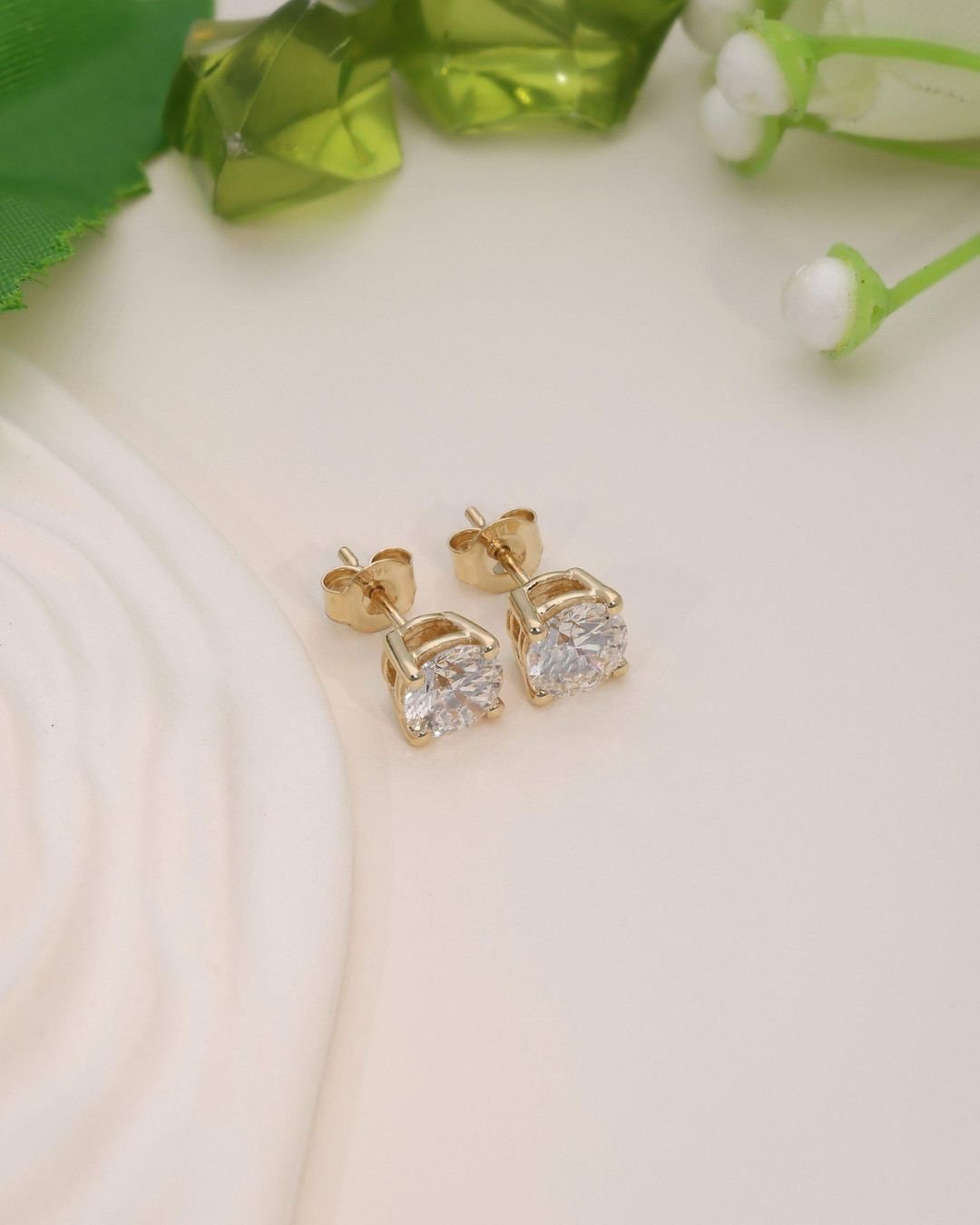 2 CT Round Lab Grown Diamond Stud Earrings