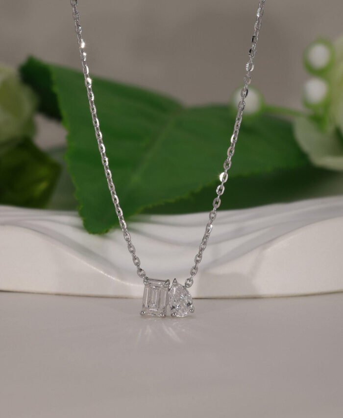 Pear & Emerald Cut Toi Et Moi Necklace