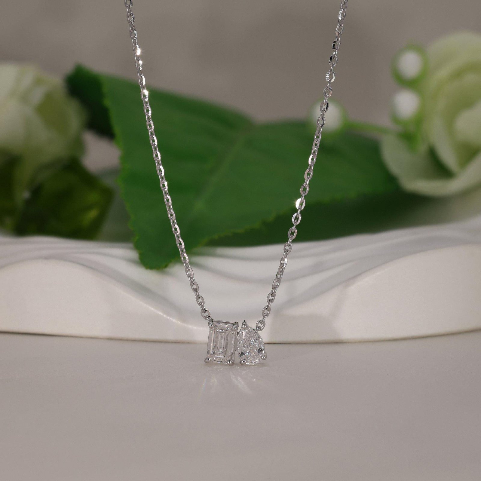 Pear & Emerald Cut Toi Et Moi Necklace