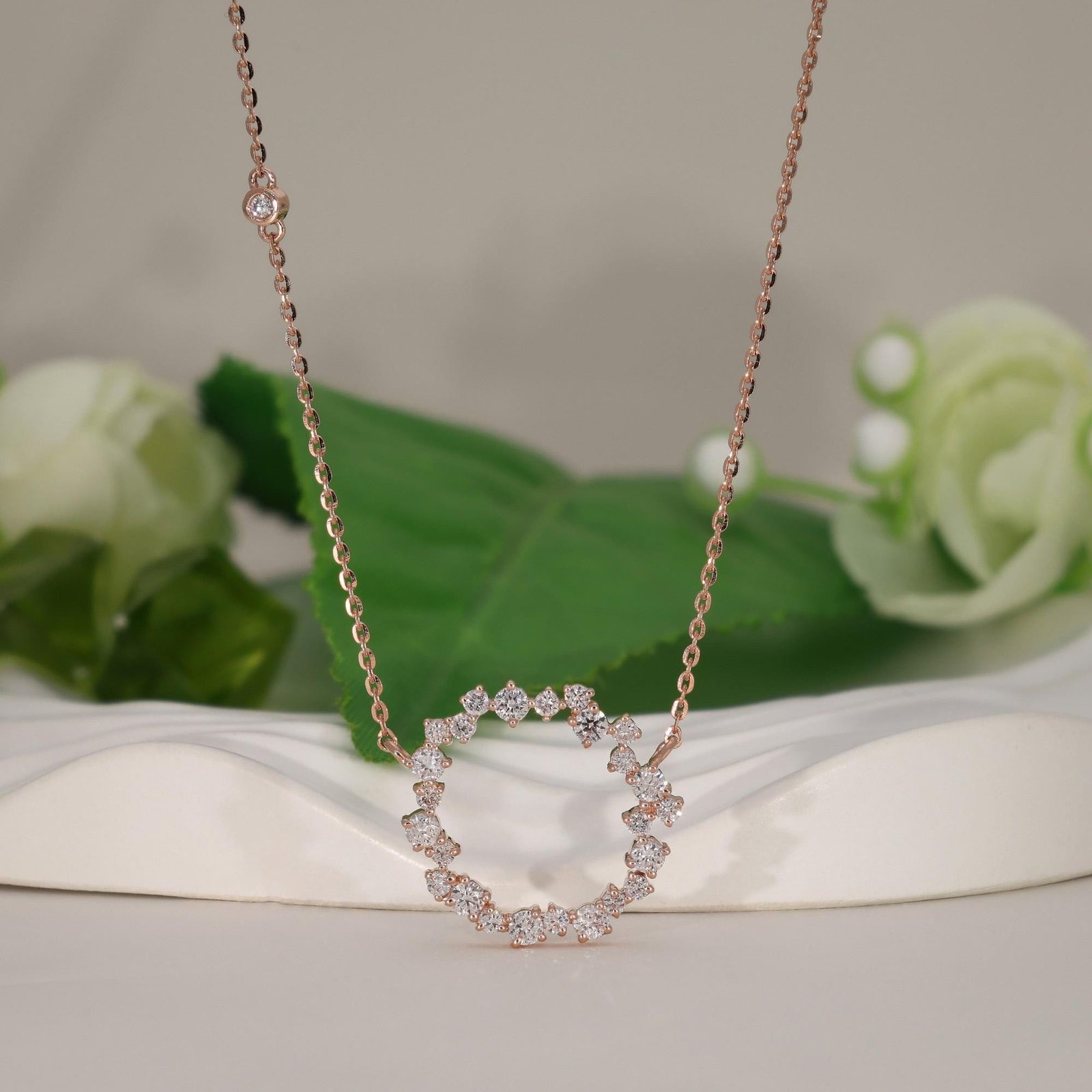 Round Cluster Diamond Necklace