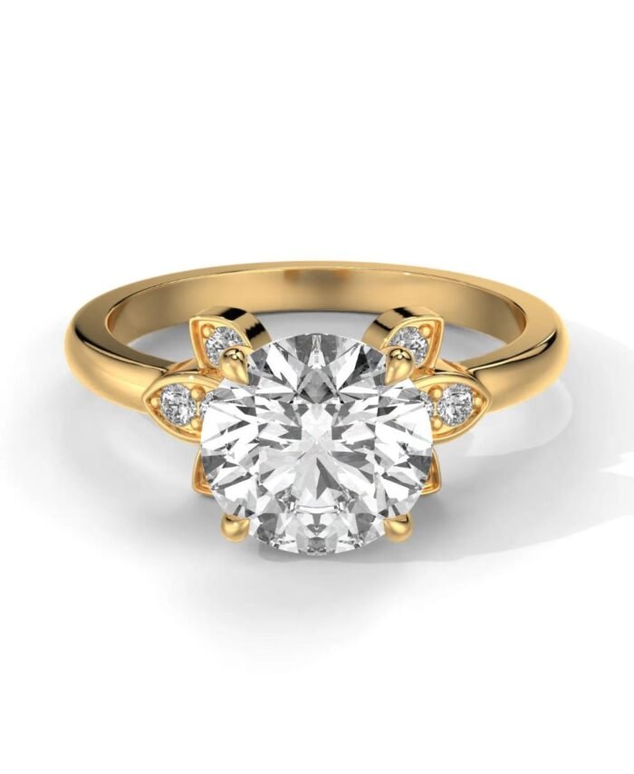 Round Cut Cluster Diamond Engagement Ring