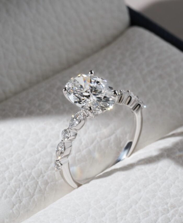 Oval Solitaire Engagement Ring With Side Stones