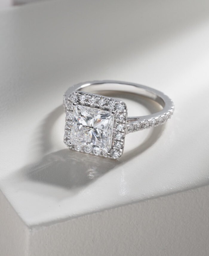 Princess Cut Engagement Ring with Halo Setting