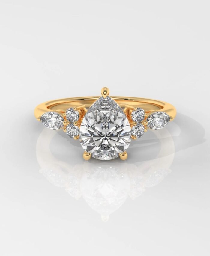 Pear Cut Diamond Engagement Ring With Side Stones