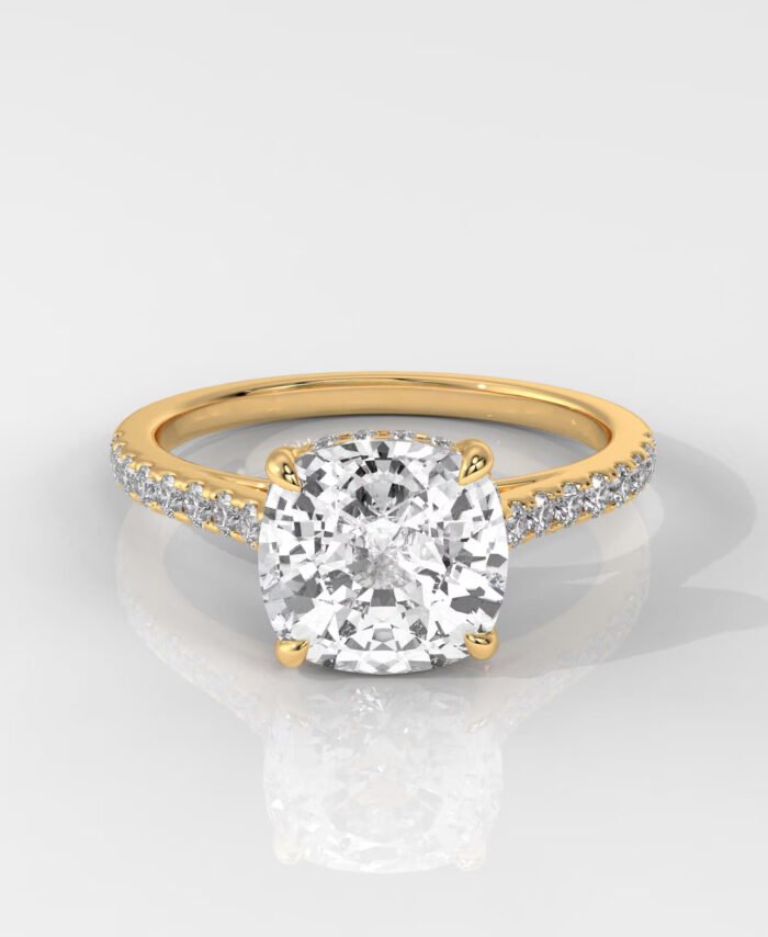 Cushion-Cut Diamond Engagement Ring with Side Stones