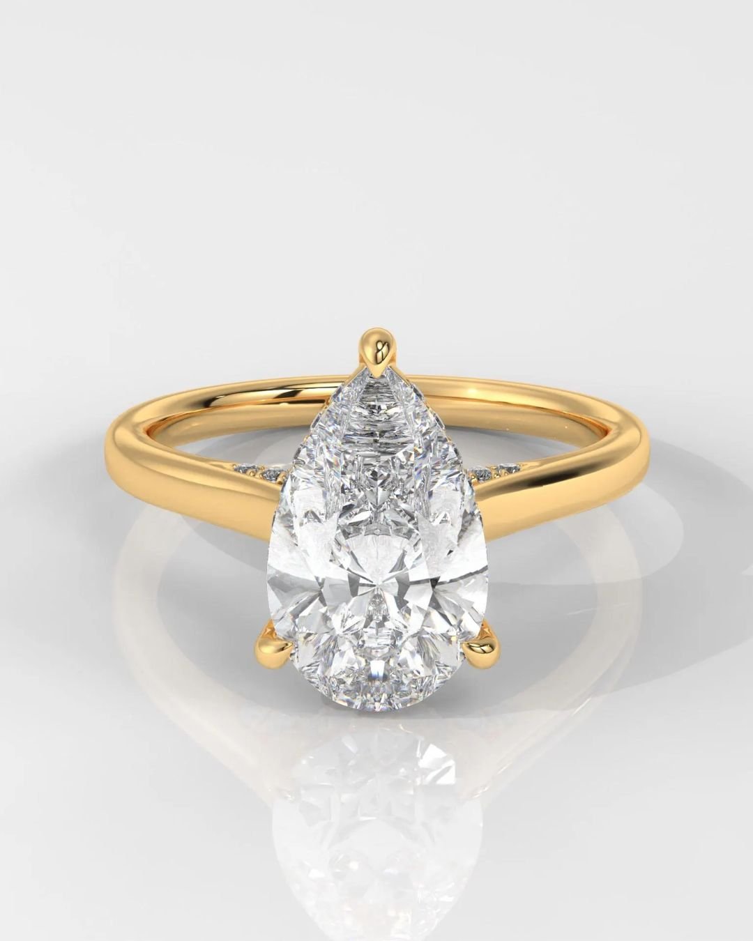 Pear Hidden Halo Engagement Ring