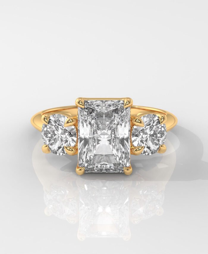 Three Stone Radiant Cut Engagement Ring