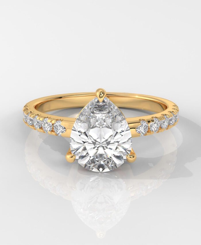 Pear-Shaped Diamond Pave Engagement Ring