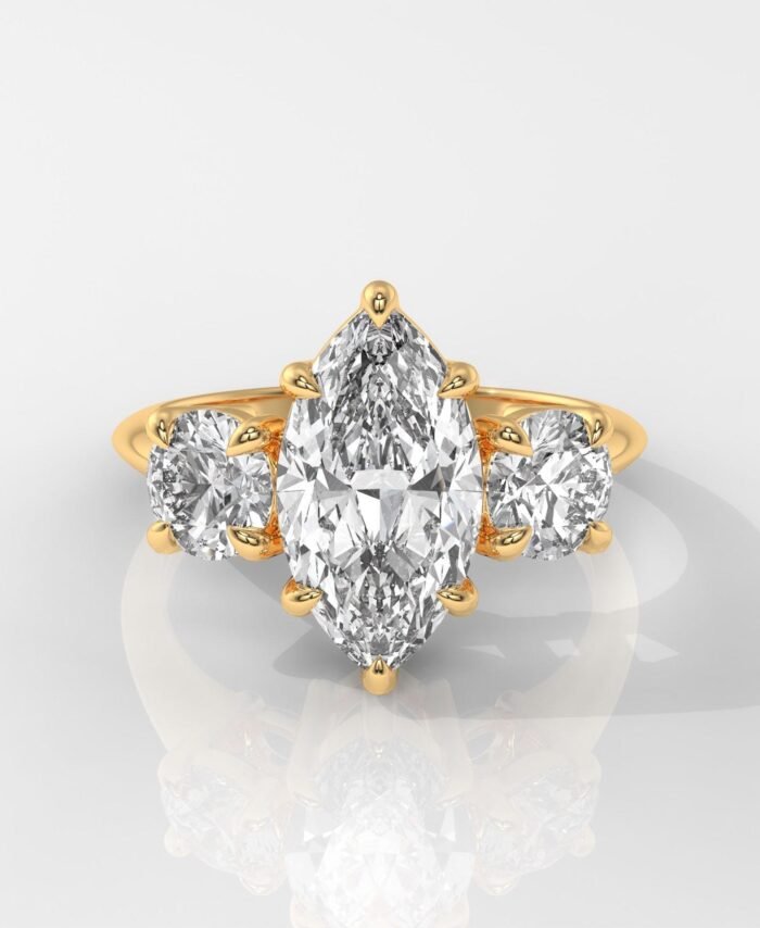 Marquise Cut Diamond Engagement Ring with Side Stones