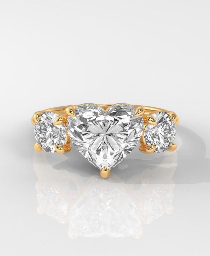 Three Stones Heart Cut Engagement Ring