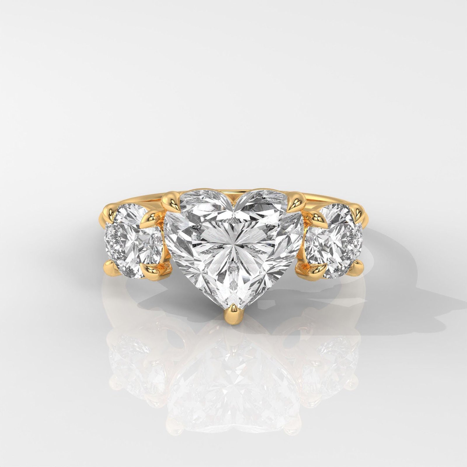 Three Stones Heart Cut Engagement Ring