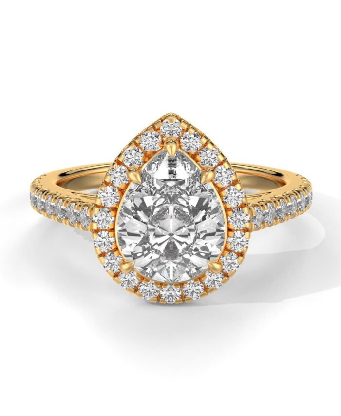 Pear Cut Hidden Halo Engagement Ring