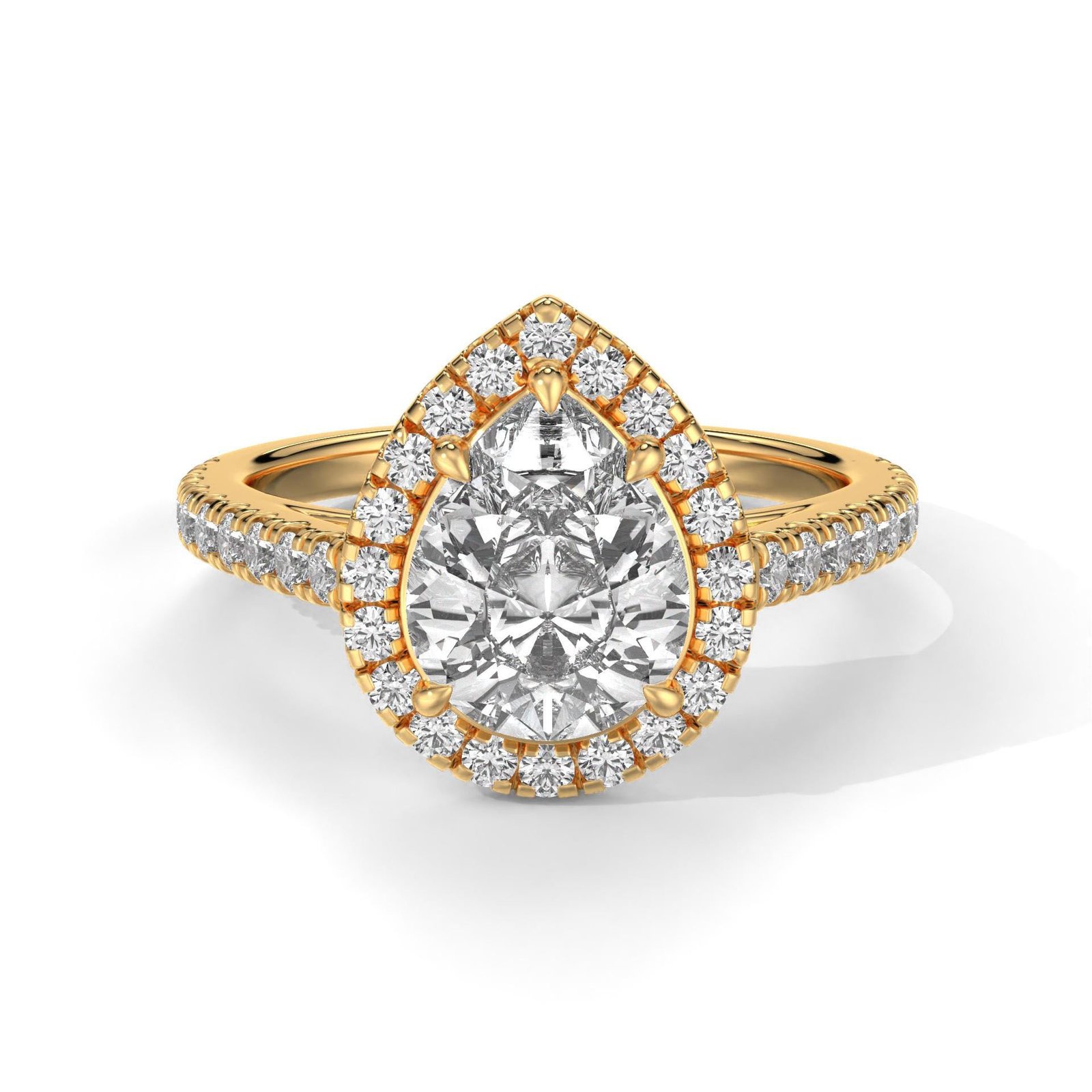 Pear Cut Hidden Halo Engagement Ring