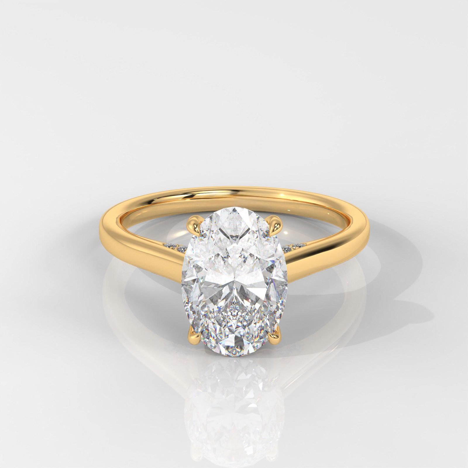 Oval Cut Hidden Halo Engagement Ring