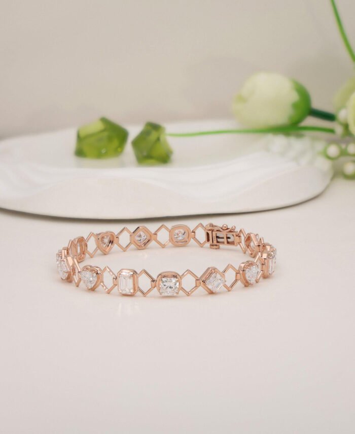 Multi Shape Lab Grown Diamond Zig Zag Bracelet