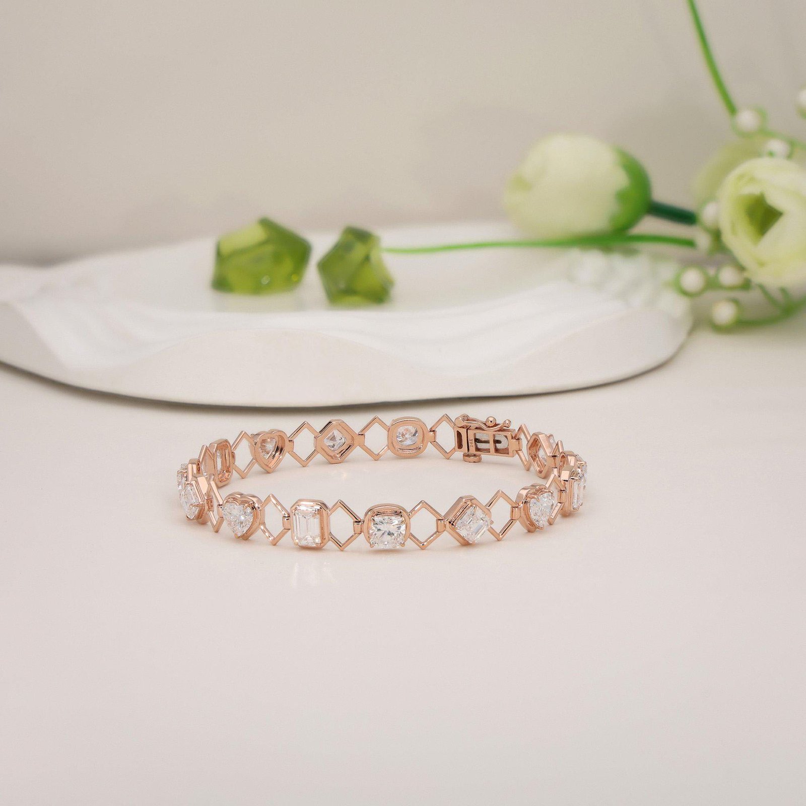 Multi Shape Lab Grown Diamond Zig Zag Bracelet