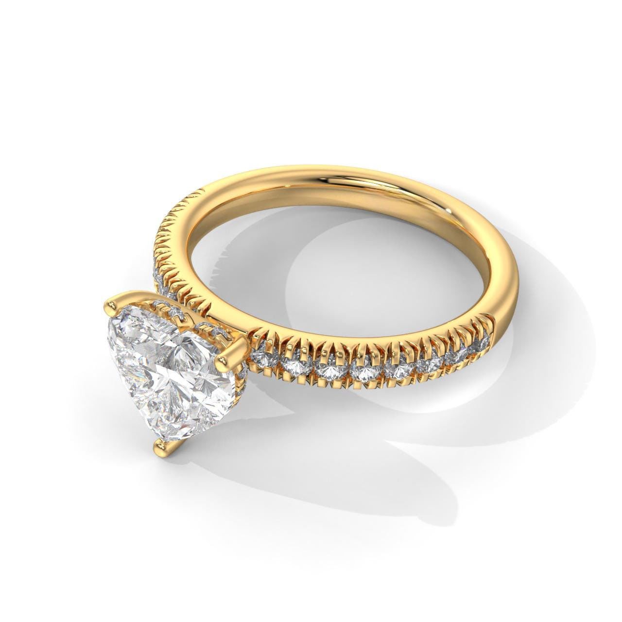 Heart-Shaped Diamond Hidden Halo Engagement Ring