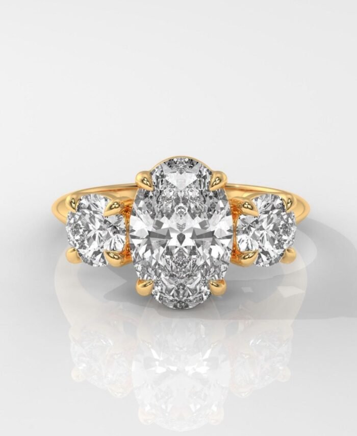 Oval Three Stone Engagement Ring