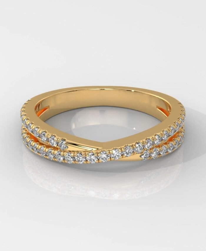 Round Brilliant Cut Crossover Wedding Band