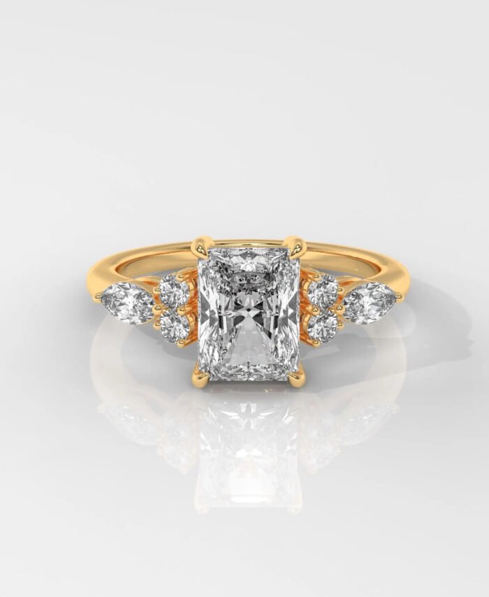 Radiant Cut Engagement Ring With Side Stones